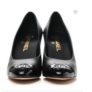 Lambskin Patent Calfskin Cap Toe CC Pumps